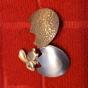Brass, Copper, and Silver Rabbit Brooch